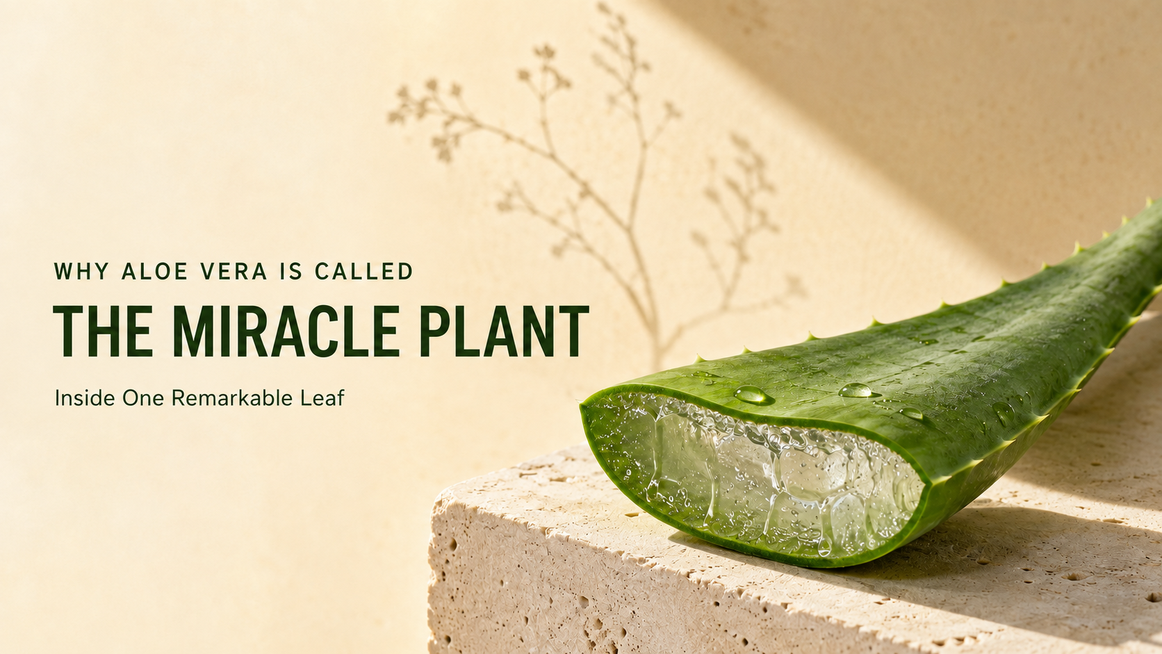 Cut Aloe Vera leaf showing translucent inner gel in a botanical still life