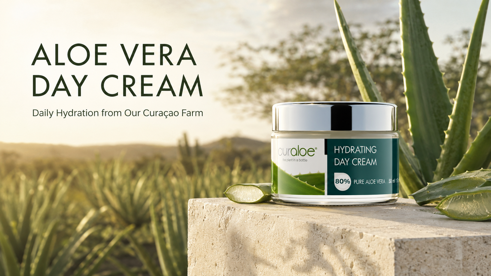 Curaloe Day Cream with 80% Aloe Vera at the Aloe Vera Farm in Curaçao