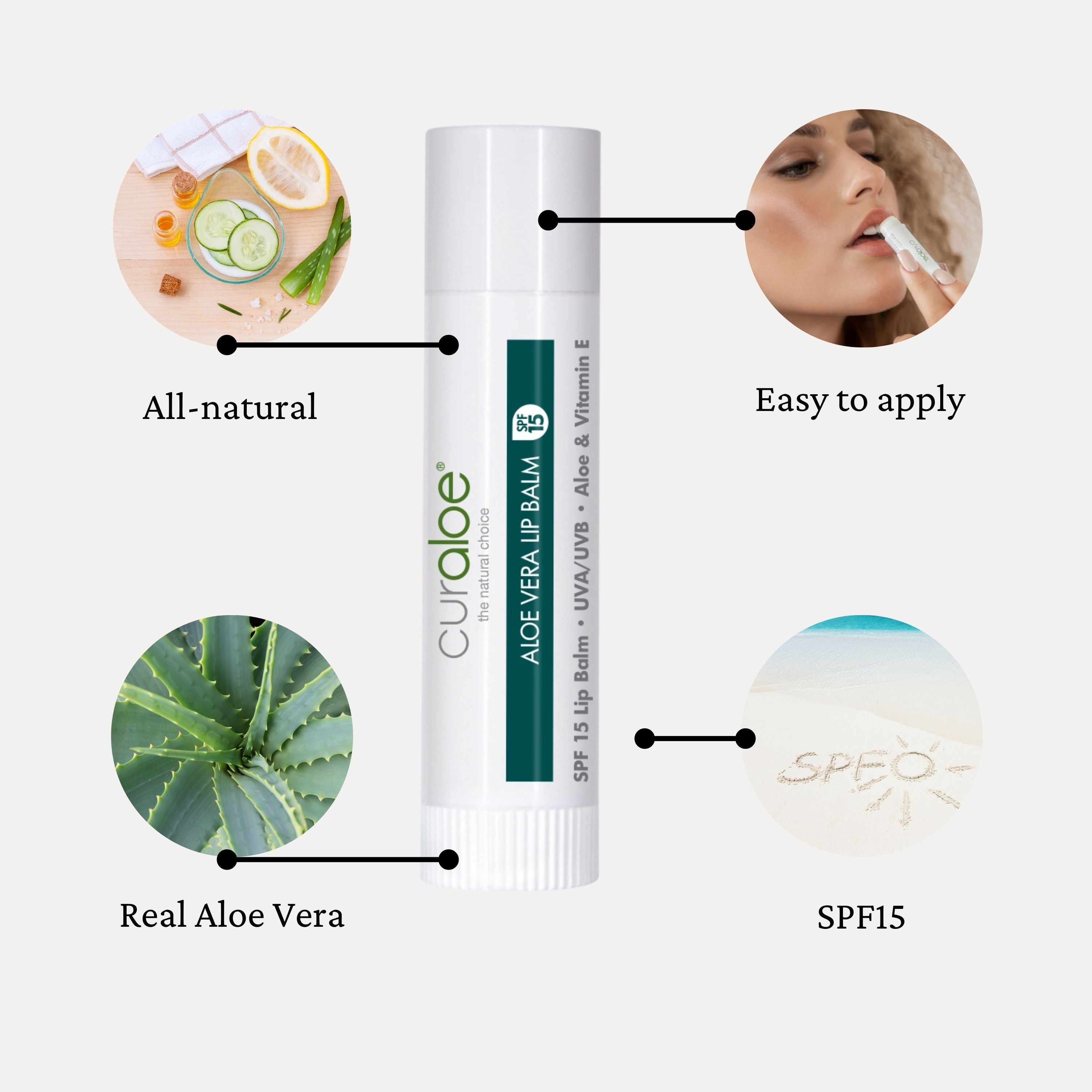 Lip Balm SPF 15 with 50% Aloe Vera and Vitamin E